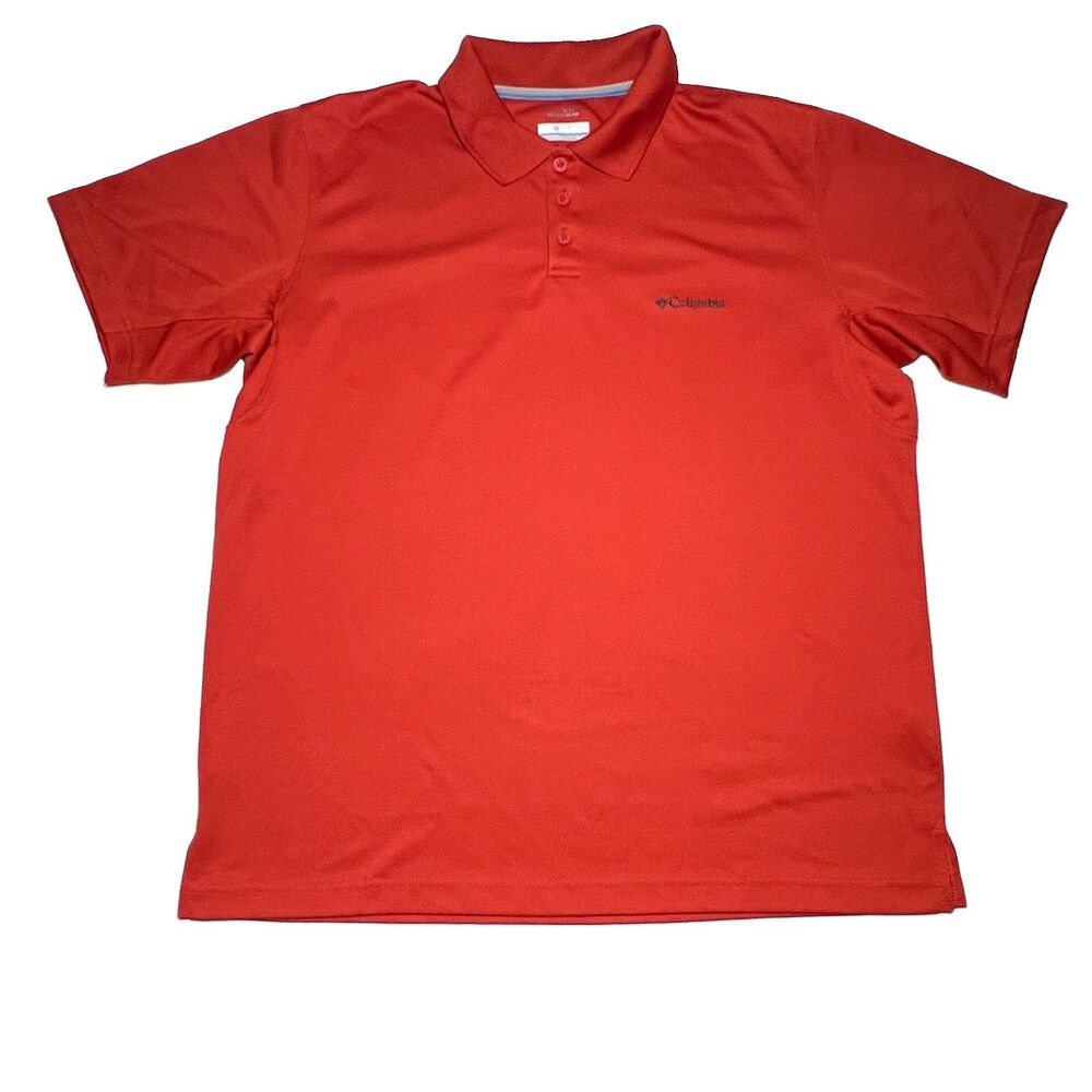 COLUMBIA Omni Shade Sun Protection Short Sleeve Polo Shirt Size XL/TG Orange